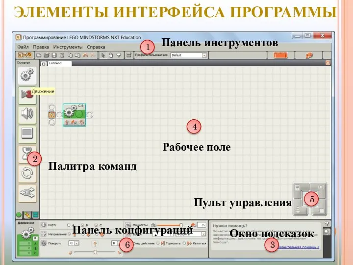 1 2 3 4 5 6 Панель инструментов Рабочее поле