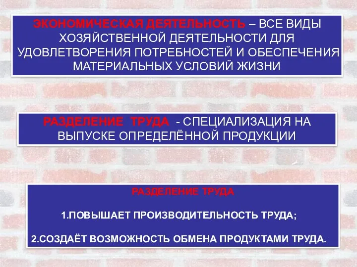 ЭКОНОМИЧЕСКАЯ ДЕЯТЕЛЬНОСТЬ – ВСЕ ВИДЫ ХОЗЯЙСТВЕННОЙ ДЕЯТЕЛЬНОСТИ ДЛЯ УДОВЛЕТВОРЕНИЯ ПОТРЕБНОСТЕЙ