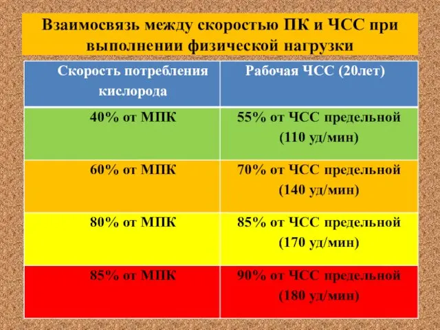 Взаимосвязь между скоростью ПК и ЧСС при выполнении физической нагрузки