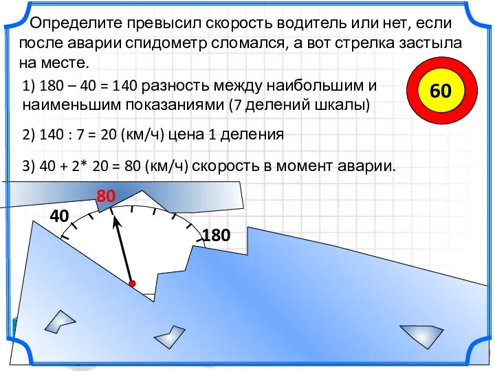 180 40 Определите превысил скорость водитель или нет, если после