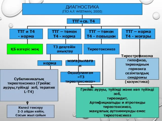 ДИАГНОСТИКА (ПО A.P. WEETMAN, 2000) ТТГ+св. Т4 ТТГ и Т4