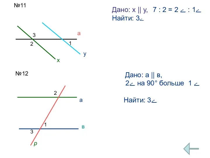 №11 Дано: х || у, ﮮ1 : ﮮ 2 =