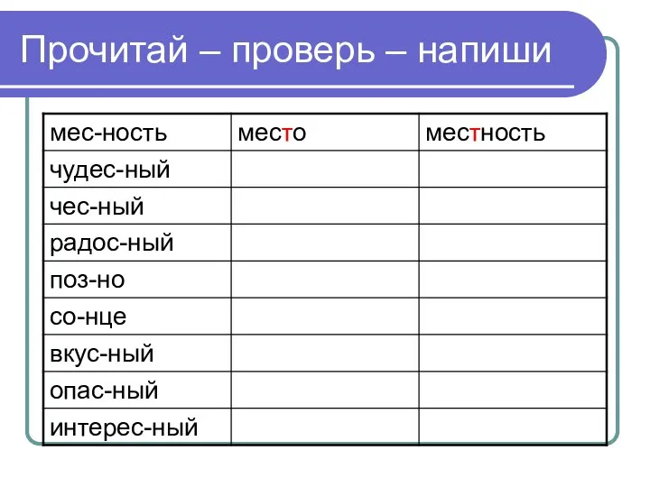 Прочитай – проверь – напиши