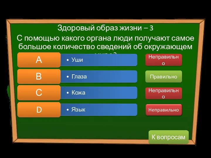 Здоровый образ жизни – 3 С помощью какого органа люди