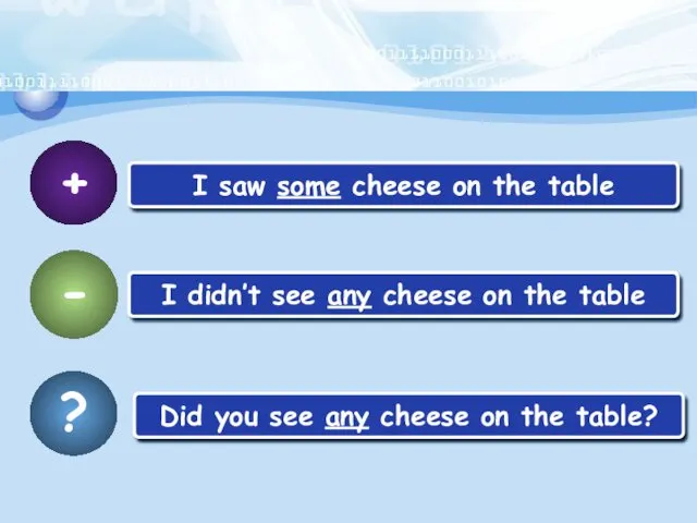 + I saw some cheese on the table - I