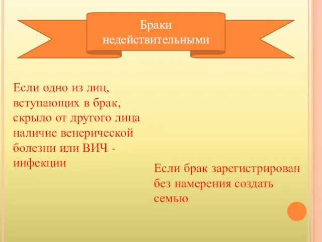 Браки недействительными Если одно из лиц, вступающих в брак, скрыло