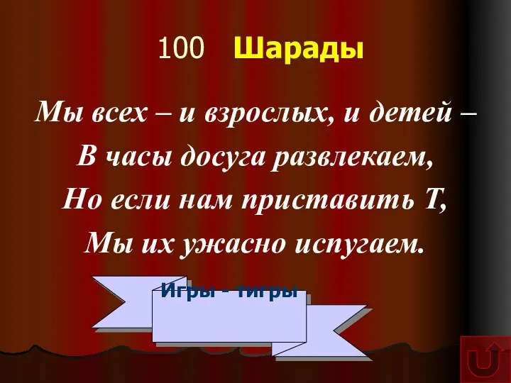 100 Шарады Мы всех – и взрослых, и детей – В часы досуга