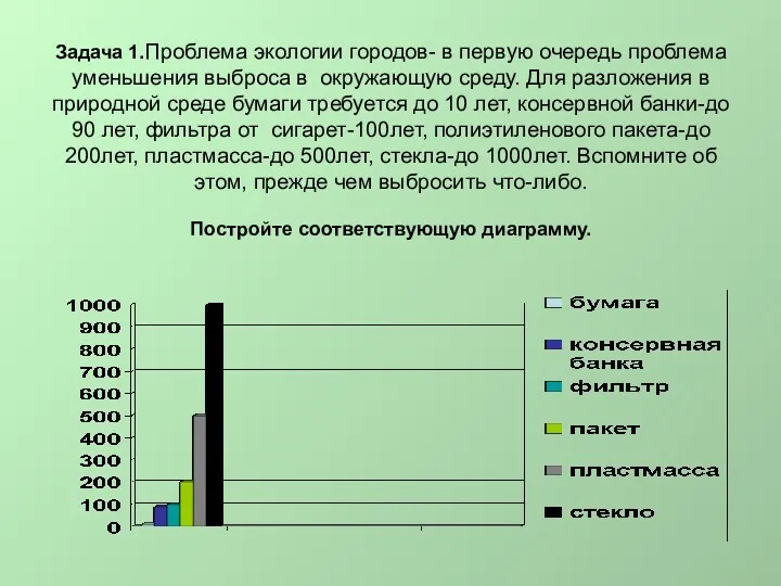 Задача 1.Проблема экологии городов- в первую очередь проблема уменьшения выброса