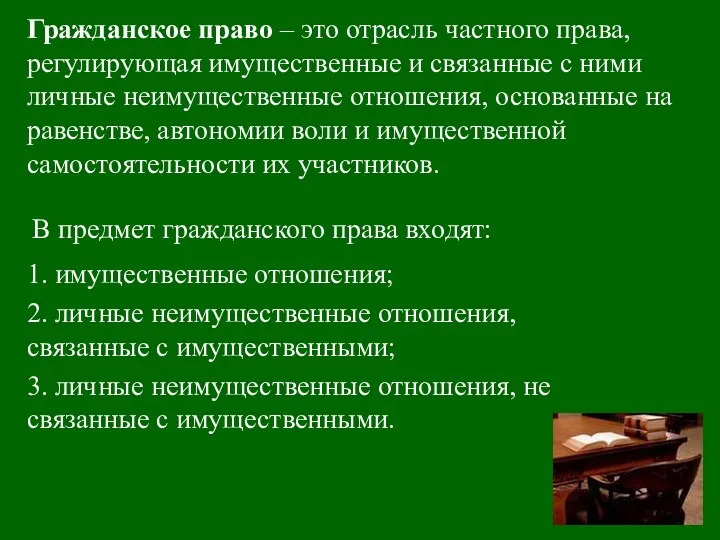 Гражданское право – это отрасль частного права, регулирующая имущественные и