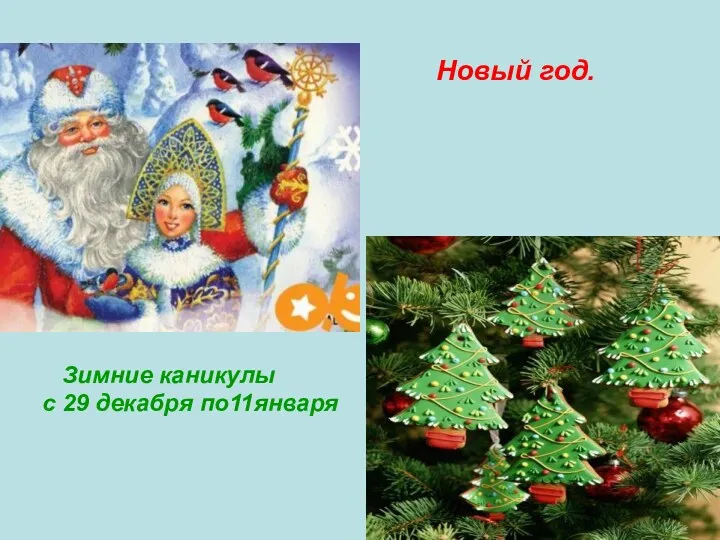 Новый год. Зимние каникулы с 29 декабря по11января