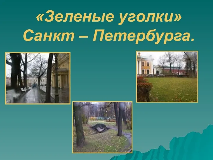 «Зеленые уголки» Санкт – Петербурга.