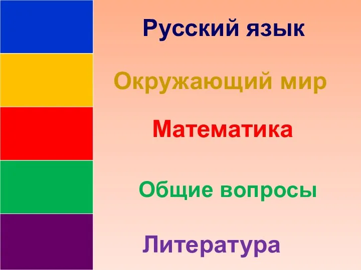 Русский язык Окружающий мир Математика Общие вопросы Литература