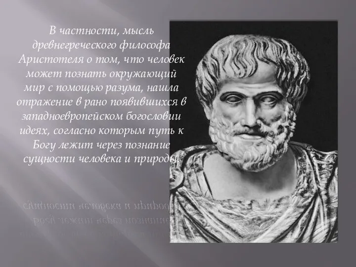 В частности, мысль древнегреческого философа Аристотеля о том, что человек