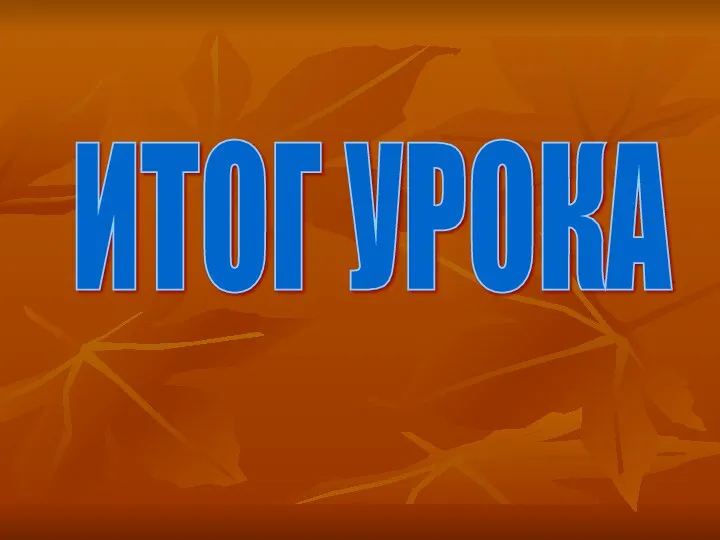 ИТОГ УРОКА