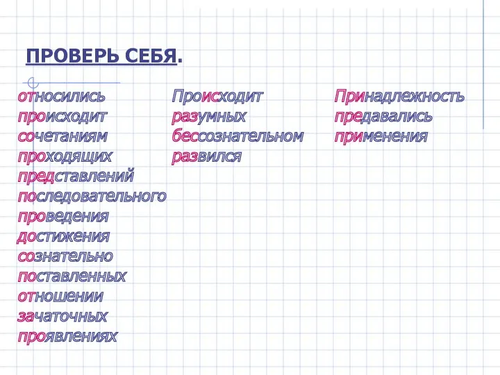 ПРОВЕРЬ СЕБЯ. относились происходит сочетаниям проходящих представлений последовательного проведения достижения