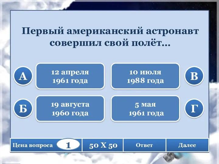 Первый американский астронавт совершил свой полёт… 12 апреля 1961 года