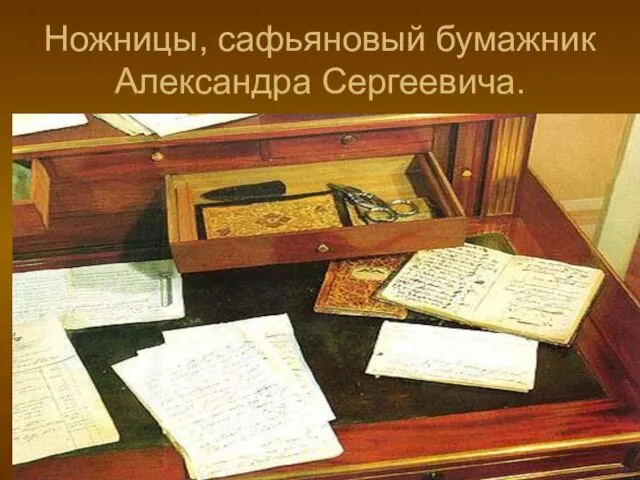 Ножницы, сафьяновый бумажник Александра Сергеевича.