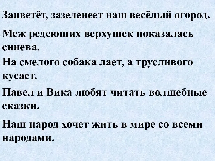 Зацветёт, зазеленеет наш весёлый огород. Меж редеющих верхушек показалась синева.