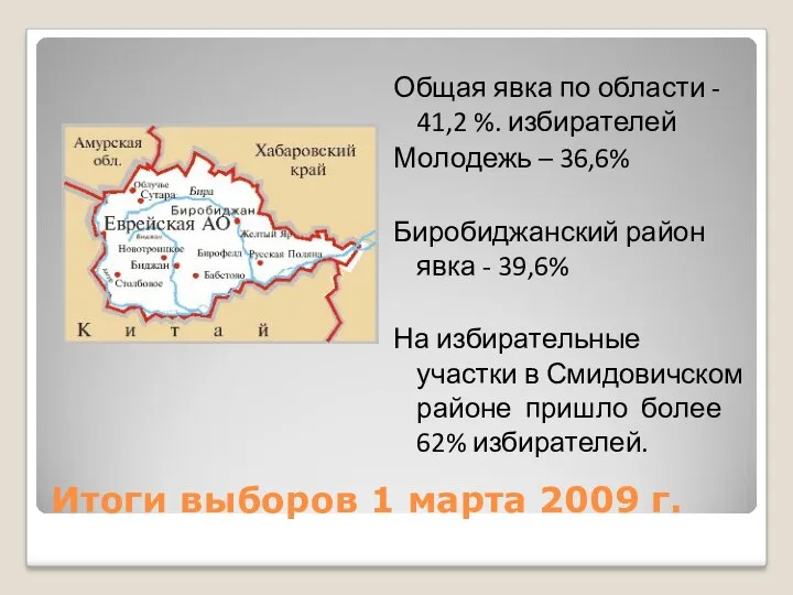 Итоги выборов 1 марта 2009 г. Общая явка по области