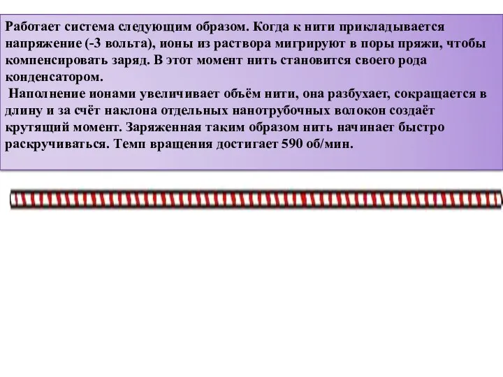 Работает система следующим образом. Когда к нити прикладывается напряжение (-3