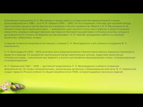 Ближайшим помощником И. И. Мечникова в период работы на Одесской