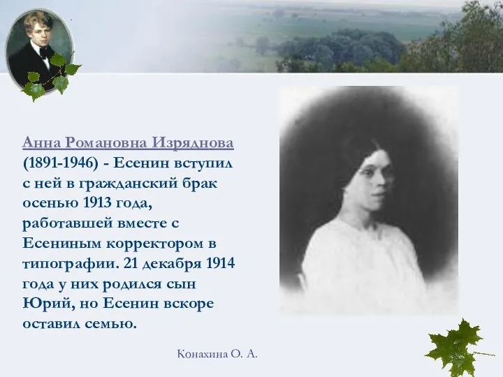 Конахина О. А. Анна Романовна Изряднова (1891-1946) - Есенин вступил