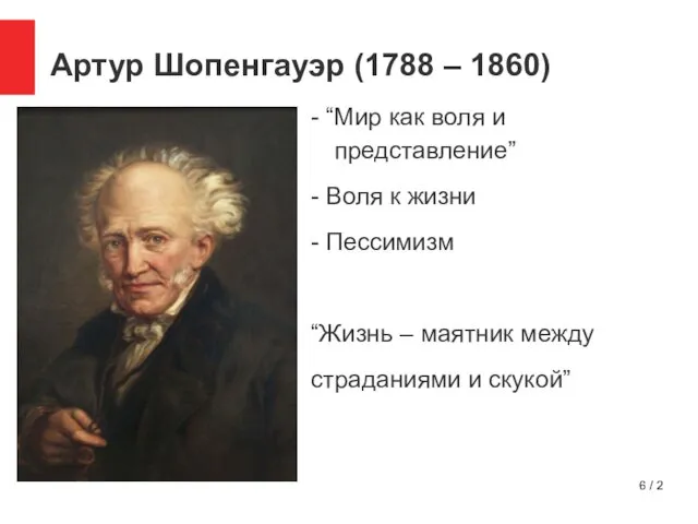 / 2 Артур Шопенгауэр (1788 – 1860) - “Мир как воля и представление”