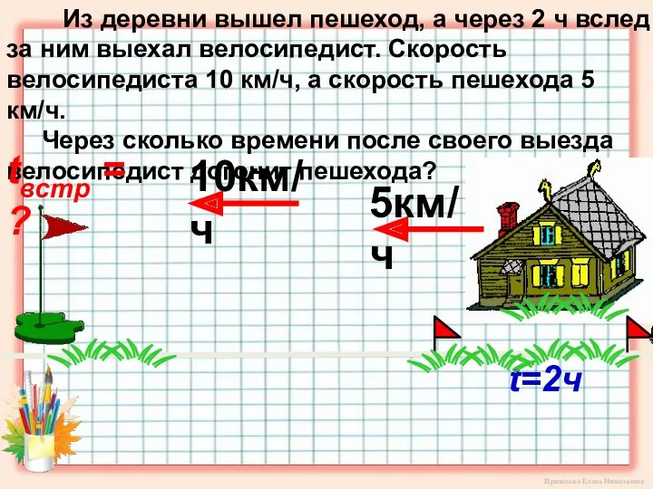 Из деревни вышел пешеход, а через 2 ч вслед за