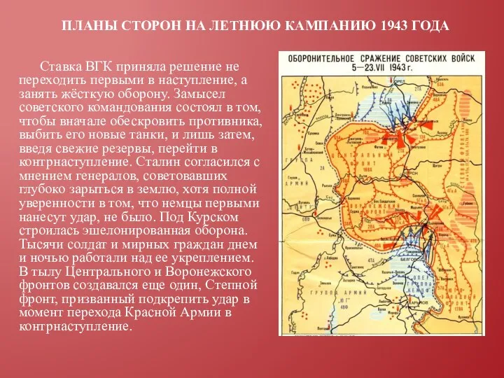 Планы сторон на летнюю кампанию 1943 года Ставка ВГК приняла