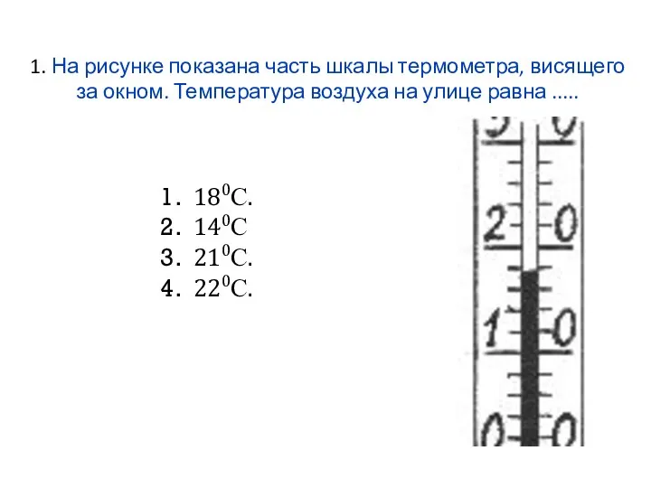 1. На рисунке показана часть шкалы термометра, висящего за окном. Температура воздуха на