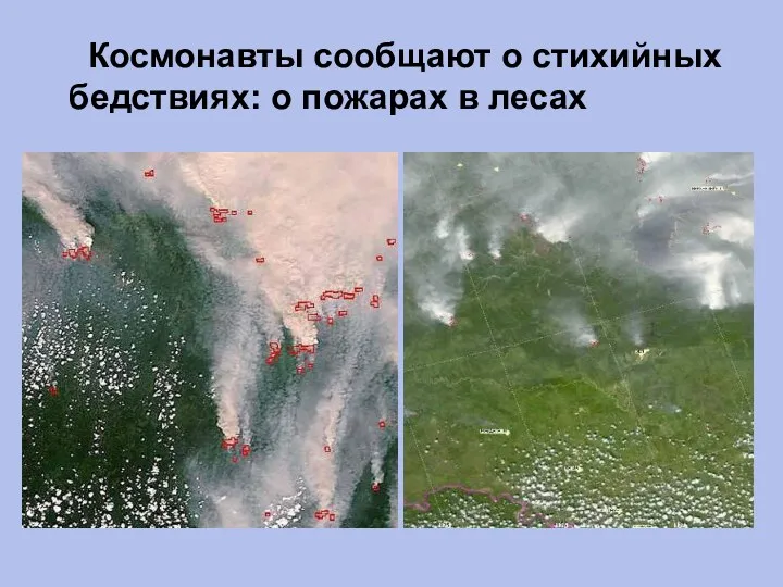 Космонавты сообщают о стихийных бедствиях: о пожарах в лесах
