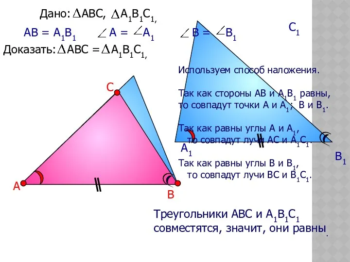 А В С А1 В1 С1 АВ = А1В1 Треугольники