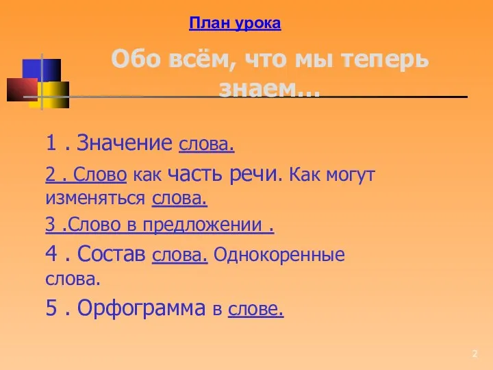 Обо всём, что мы теперь знаем… 1 . Значение слова.