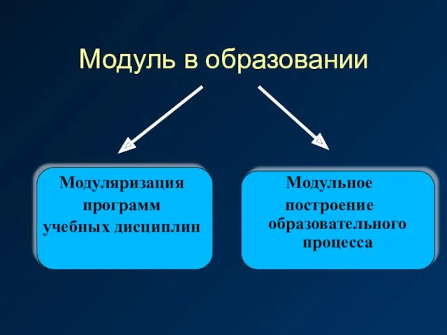 Модуль в образовании Модуляризация программ учебных дисциплин Модульное построение образовательного процесса