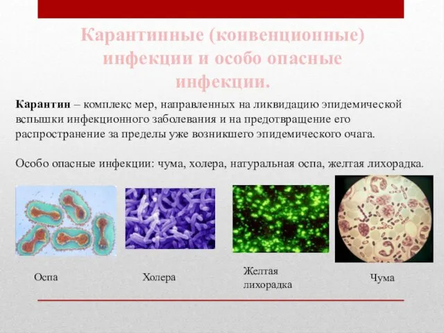 Карантинные (конвенционные) инфекции и особо опасные инфекции. Карантин – комплекс