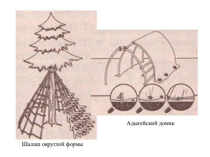 Шалаш округлой формы Адыгейский домик