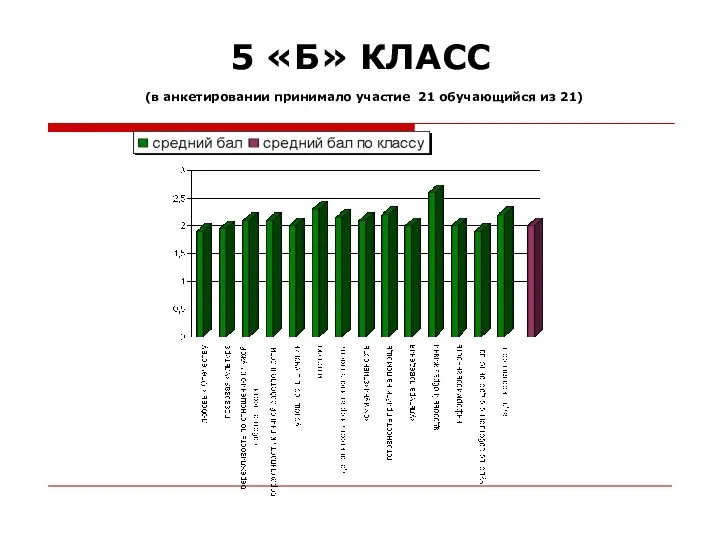 5 «Б» КЛАСС (в анкетировании принимало участие 21 обучающийся из 21)