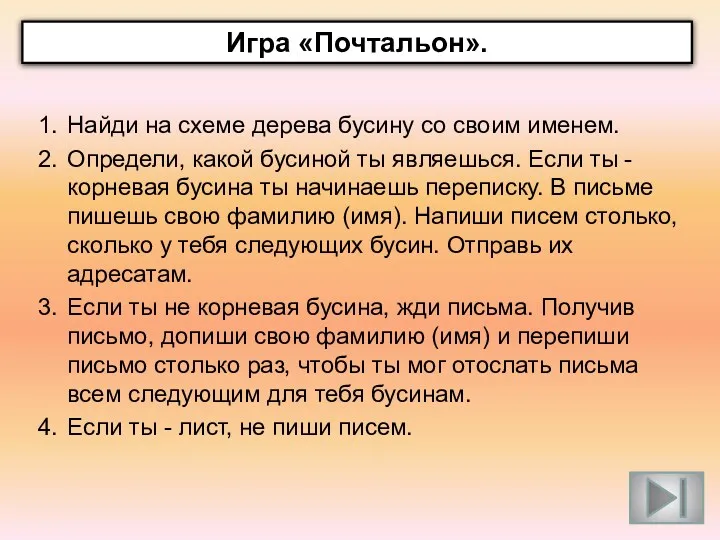 Найди на схеме дерева бусину со своим именем. Определи, какой