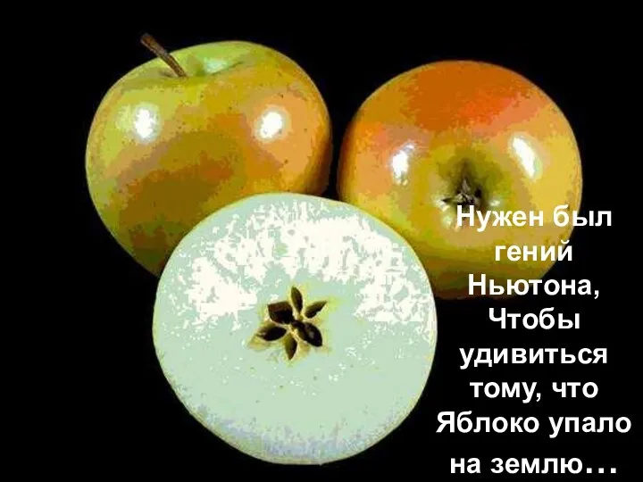 Нужен был гений Ньютона, Чтобы удивиться тому, что Яблоко упало на землю…