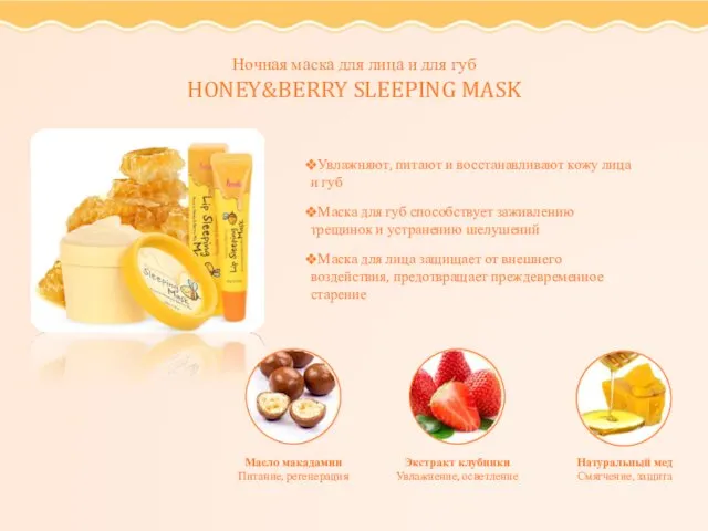 Ночная маска для лица и для губ HONEY&BERRY SLEEPING MASK