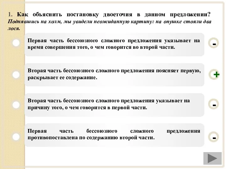 1. Как объяснить постановку двоеточия в данном предложении? Поднявшись на