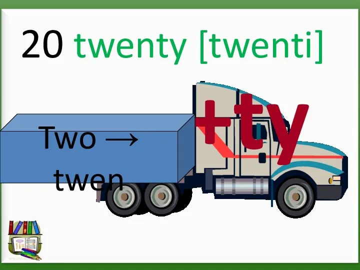 20 twenty [twenti] +ty Two → twen