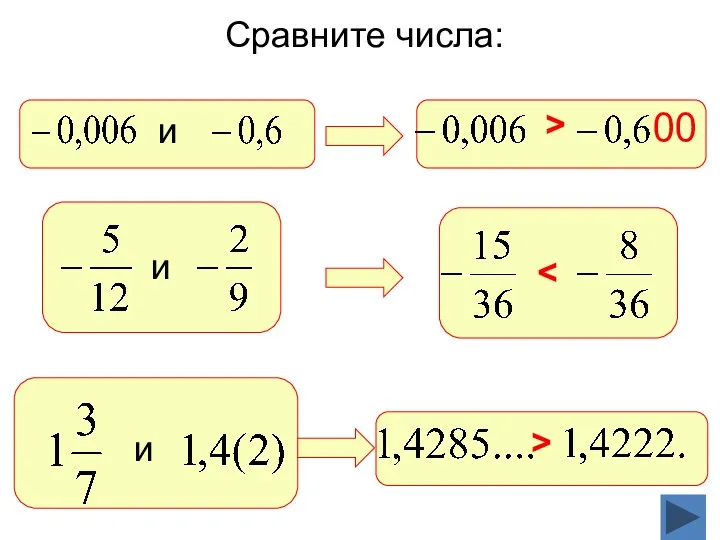 Сравните числа: