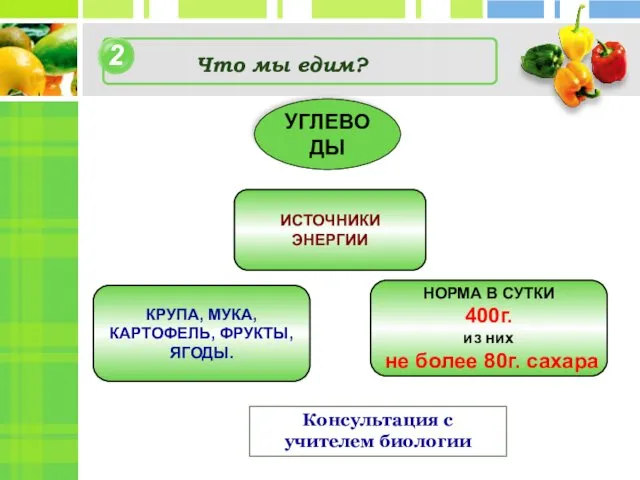 2 4 Что мы едим? Консультация с учителем биологии УГЛЕВОДЫ