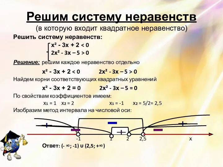 Решить систему неравенств: х² - 3х + 2 2х² -