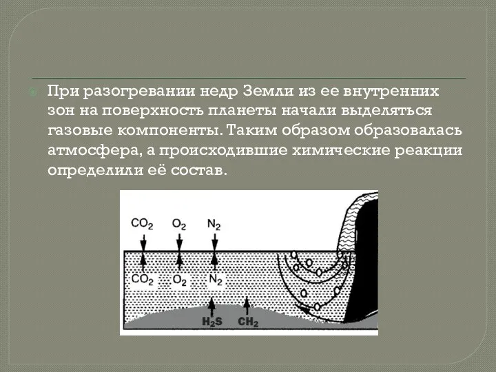 При разогревании недр Земли из ее внутренних зон на поверхность планеты начали выделяться