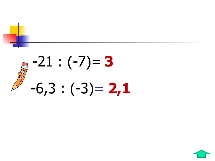 -21 : (-7)= -6,3 : (-3)= 3 2,1