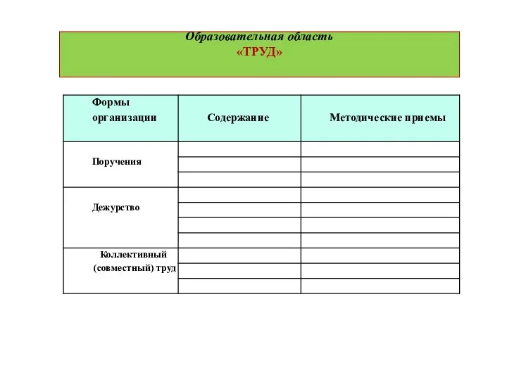 Образовательная область «ТРУД»