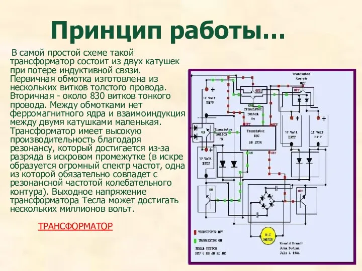 Принцип работы… В самой простой схеме такой трансформатор состоит из