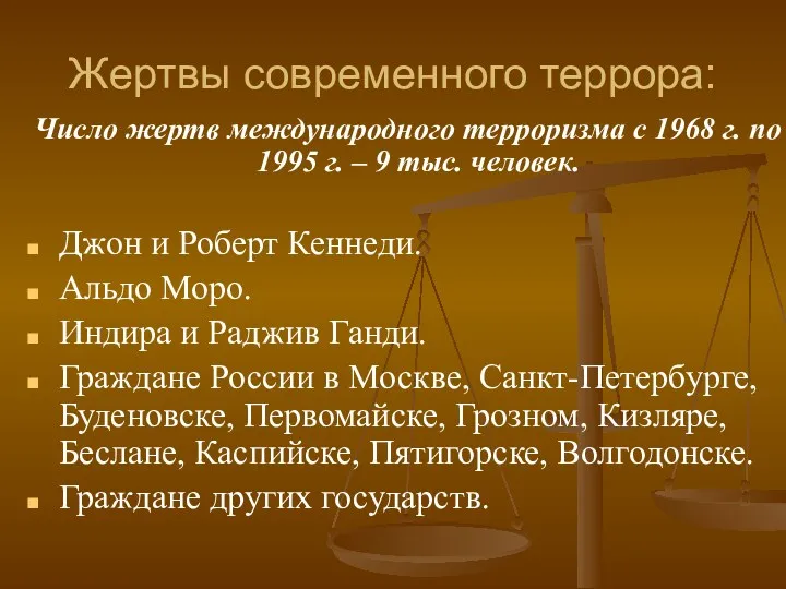 Жертвы современного террора: Число жертв международного терроризма с 1968 г.